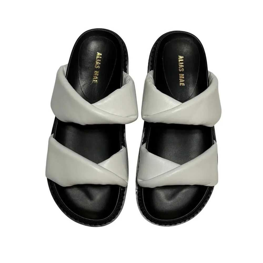 Alias Mae Paris Leather Sandals White Kid Leather size 38 (7.5) New no box